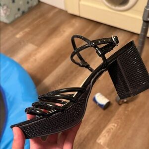 Mix No. 6 Black Strappy Block Heels